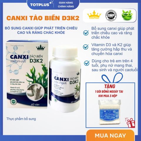 Canxi Tảo Biển D3K2 Kingphar – Hấp Thu Tốt, Phát Triển Chiều Cao & Xương Chắc Khỏe