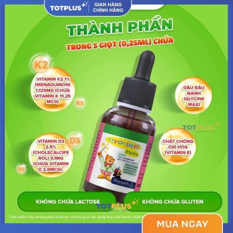 Fitobimbi D3,K2 Cho Trẻ Sơ Sinh, Trẻ Nhỏ–Vitamin D3,K2 Hỗ Trợ Phát Triển Chiều Cao,Hấp Thu Canxi Tốt