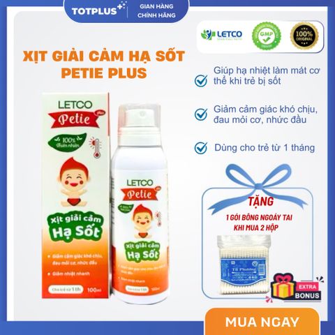 Xịt giải cảm HẠ SỐT Letco Petie Plus – Giúp hạ nhiệt, làm mát cơ thể khi bé bị sốt
