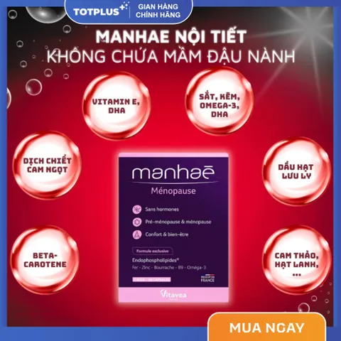 Manhae Menopause - Viên Uống Cân Bằng Nội Tiết Tố Nữ, Điều Hòa Kinh Nguyệt, Khô Hạn - Nhập Khẩu Pháp