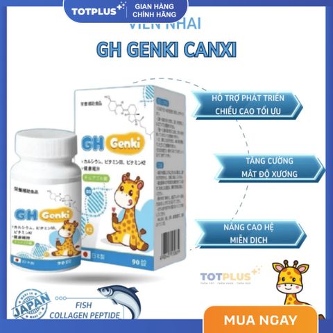 Viên Nhai GH Genki Canxi Cho Bé - Hỗ Trợ Phát Triển Chiều Cao Và Xương Răng Chắc Khỏe - Hộp 90 Viên