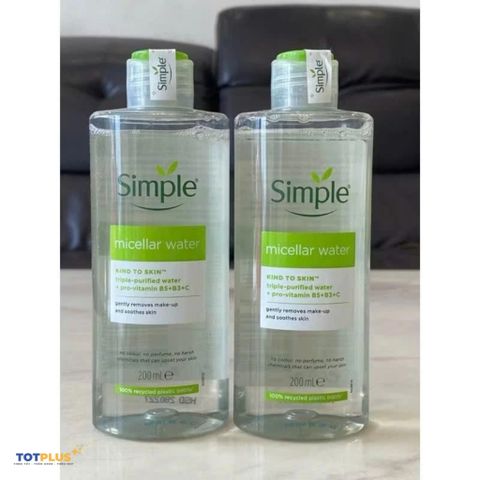 Nước Tẩy Trang Simple 200ml - Sạch Nhẹ Nhàng, Không Cồn, Không Hương Liệu