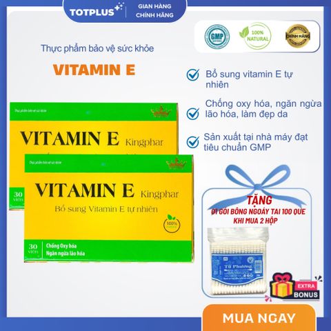 Viên Uống Vitamin E Kingphar - Hỗ Trợ Tăng Cường Chống Oxy Hóa, Hỗ Trợ Làm Đẹp Da - Hộp 30 viên