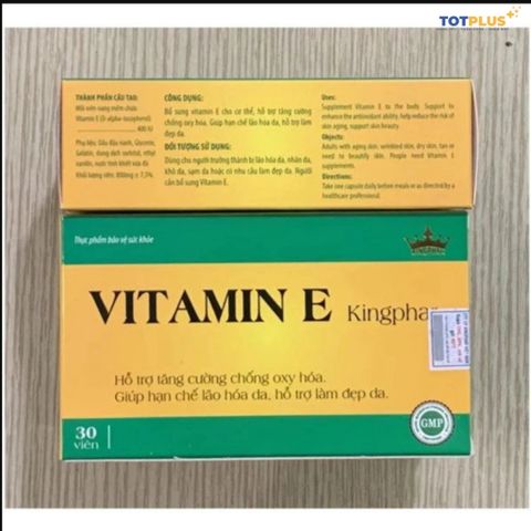 Viên Uống Vitamin E Kingphar - Hỗ Trợ Tăng Cường Chống Oxy Hóa, Hỗ Trợ Làm Đẹp Da - Hộp 30 viên