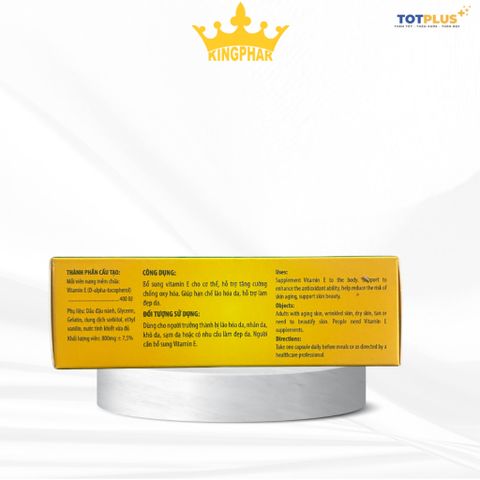 Viên Uống Vitamin E Kingphar - Hỗ Trợ Tăng Cường Chống Oxy Hóa, Hỗ Trợ Làm Đẹp Da - Hộp 30 viên