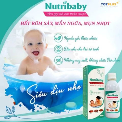 Tắm Gội Trẻ Em Thảo Dược Nutribaby 250ml – Tắm Bé Giảm Rôm Sảy, Mụn Nhọt, Hăm Da, Mẩn Ngứa - Totplus