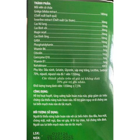 Hoạt Huyết T-Đình Ginko VT – Hỗ Trợ Tăng Cường Tuần Hoàn Não, Giảm Hoa Mắt Chóng Mặt