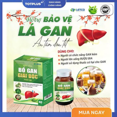 Viên Uống Bổ Gan Giải Độc Phúc An – Hỗ Trợ Tăng Cường Chức Năng Gan, Giảm Men Gan, Thanh Lọc Cơ Thể (Hộp 60 Viên)