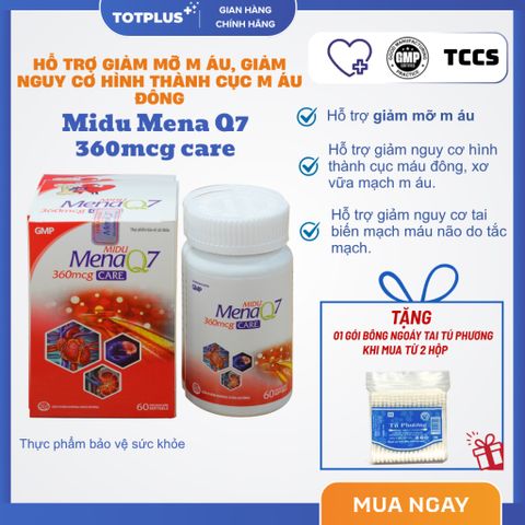 Midu MenaQ7 360mcg Care – Hỗ Trợ Giảm Mỡ Máu, Hỗ Trợ Giảm Nguy Cơ Hình Thành Cục Máu Đông