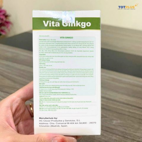 Vita Ginkgo – Hỗ Trợ Tăng Cường Tuần Hoàn Não, Giảm Chóng Mặt, Đau Đầu, Suy Giảm Trí Nhớ-Hộp 30 Viên