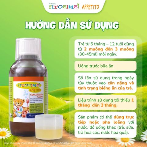 Siro Ăn Ngon Fitobimbi Appetito – Hỗ Trợ Trẻ Ăn Ngon, Tăng Hấp Thu, Giảm Biếng Ăn, Nhập Khẩu Ý