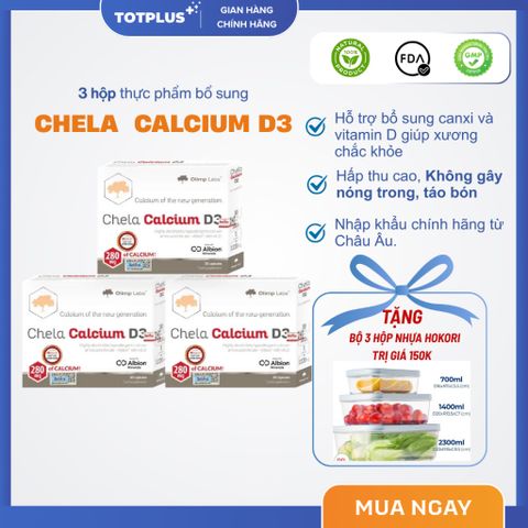 3 Hộp Canxi Chela Calcium D3 - Bổ Sung Canxi & D3 Cho Mẹ Bầu, Người Lớn Và Người Có Nhu Cầu - 1 Hộp 30 Viên