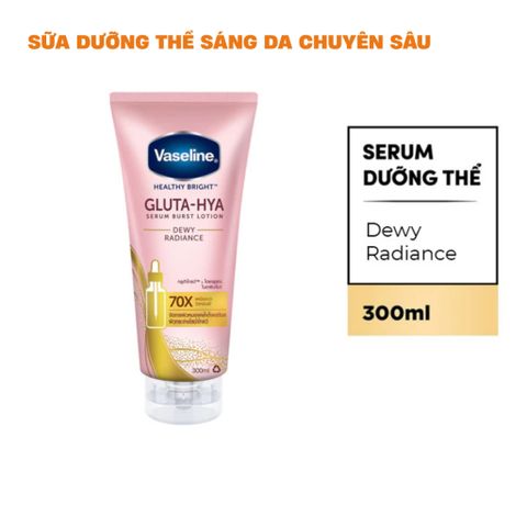 Serum Vaseline Gluta-Hya – Dưỡng Sáng Da Chuyên Sâu, Bảo Vệ Da Sáng Mịn, Căng Bóng - 300ml - 70ml
