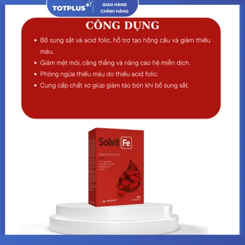Sắt Solvit Fe – Sắt Bisglycinate Chelate Albion Hấp Thu Cao, Hỗ Trợ Tạo Máu, Giảm Nguy Cơ Thiếu Máu