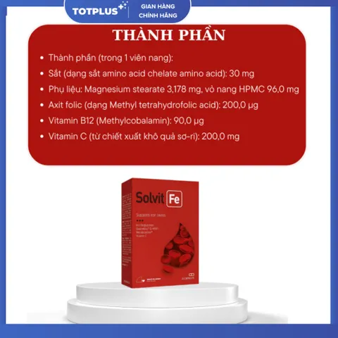Sắt Solvit Fe – Sắt Bisglycinate Chelate Albion Hấp Thu Cao, Hỗ Trợ Tạo Máu, Giảm Nguy Cơ Thiếu Máu