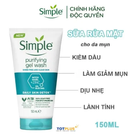 Bộ đôi sữa rửa mặt Simple 150ml và nước tẩy trang Simple 200ml