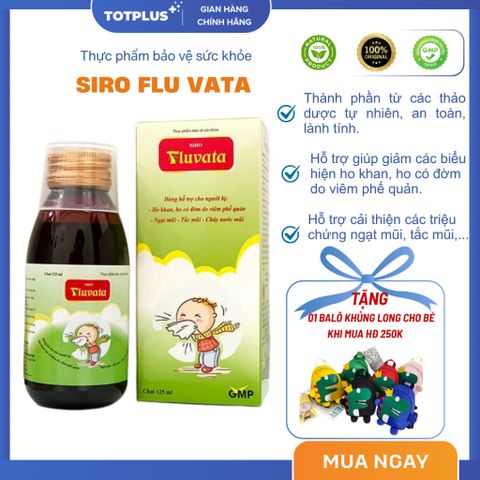 Siro Flu Vata - Hỗ trợ giúp giảm các biểu hiện ho khan, ho có đờm - Hộp 1 lọ 125ml