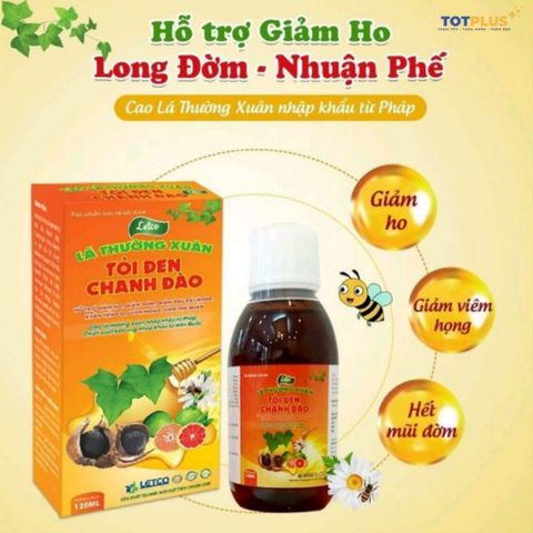 Siro Ho Lá Thường Xuân Tỏi Đen Chanh Đào Letco 125ml - Hỗ Trợ Giảm Ho, Giảm Đờm