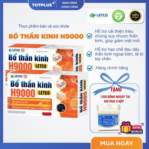 Bổ thần kinh H9000 Letco - Giúp giảm mệt mỏi, tê bì tay chân - Hộp 30 viên