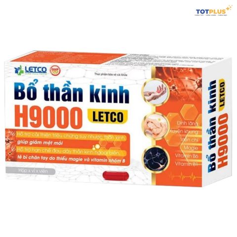 Bổ thần kinh H9000 Letco - Giúp giảm mệt mỏi, tê bì tay chân - Hộp 30 viên