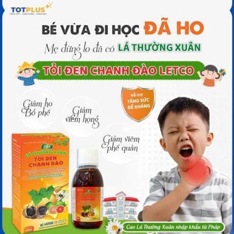 Siro Ho Lá Thường Xuân Tỏi Đen Chanh Đào Letco 125ml - Hỗ Trợ Giảm Ho, Giảm Đờm
