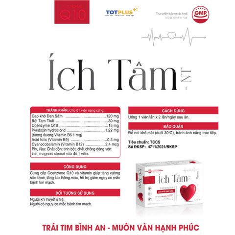 Viên Uống Ích Tâm NT – Hỗ Trợ Tim Mạch, Tăng Cường Lưu Thông Máu, Giảm Nguy Cơ Bệnh Tim Mạch