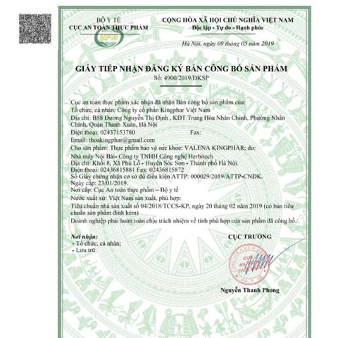 Valena Kingphar - Giúp An Thần, Hỗ Trợ Ngủ Ngon Giấc, Giảm Căng Thẳng - Hộp 30 viên