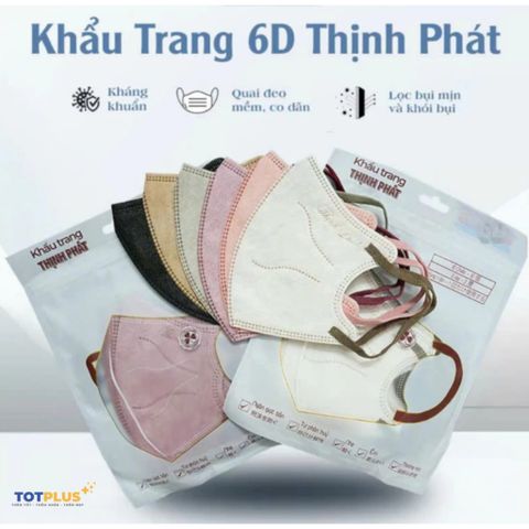 Combo 50 Chiếc Khẩu Trang 6D Thịnh Phát – Ôm Sát Khuôn Mặt, Thoáng Khí Dễ Thở