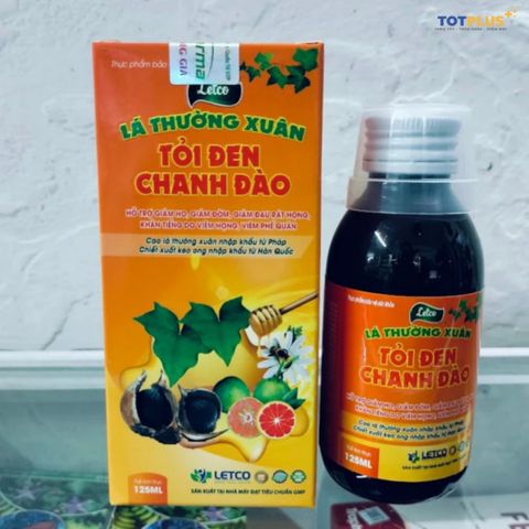 Combo 2 Hộp Siro Ho Lá Thường Xuân Tỏi Đen Chanh Đào Letco 125ml - Hỗ Trợ Giảm Ho, Đờm, Đau Rát Họng