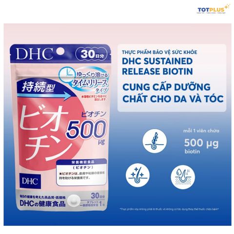 DHC Biotin 500mcg Nhật Bản 30 Ngày – Hỗ Trợ Chăm Sóc Da Và Tóc (Gói 30 Viên)
