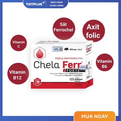 Sắt Chela Ferr Forte - Bổ Sung Sắt Ferrochel Dễ Hấp Thu Và Axit Folic Cho Bà Bầu, Sau Sinh