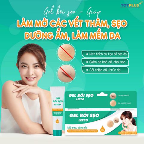 Gel Bôi Sẹo Letco - Làm Mờ Các Vết Thâm, Sẹo, Dưỡng Ẩm, Làm Mềm Da, Sáng Da
