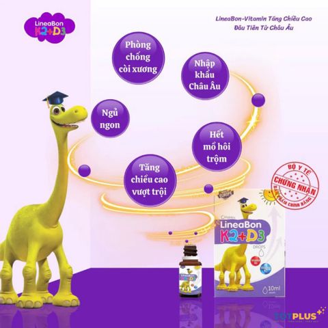 LineaBon D3K2 Cho Trẻ Em – Hỗ Trợ Hấp Thu Canxi, Hỗ Trợ Phát Triển Xương Và Chiều Cao (Nhập Khẩu Châu Âu)