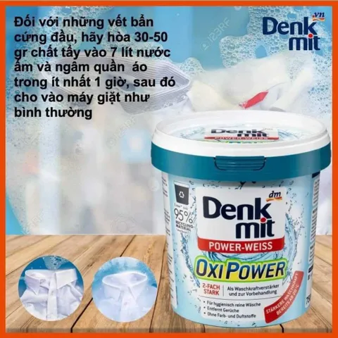 Bột tẩy trắng quần áo Denkmit, làm sạch vết ố,không ăn mòn vải,không độc hại