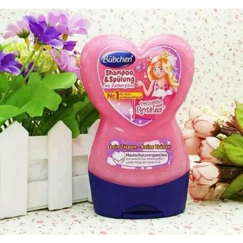Dầu gội xả Bubchen (2 in 1) màu hồng trái tim hình công chúa  thuận tiện, tiết kiệm chi phí, an toàn cho da của bé, 230m