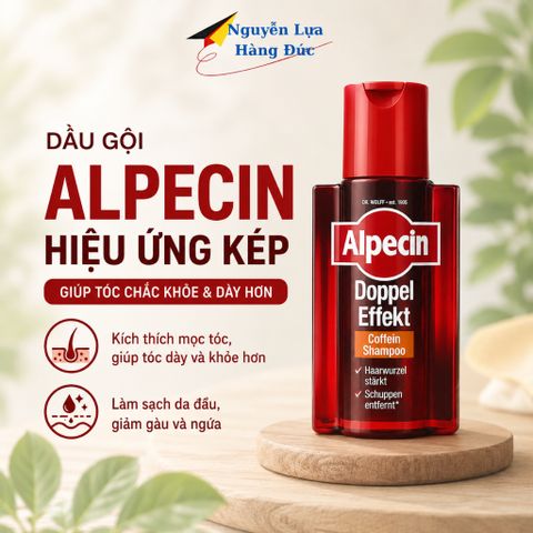 Dầu gội Alpecin Doppel Effekt, loại bỏ gầu, chống rụng tóc, chai 200ml hàng Đức