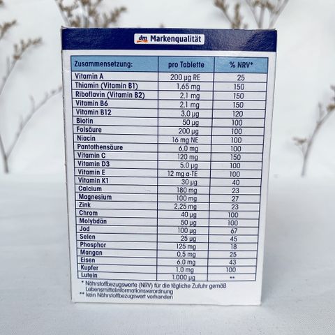 Vitamin tổng hợp A-Z Komplett ab 50 Depot của Mivolis cho người trên 50 tuổi,vitaminA, B1,B12,vitaminK, hộp 100 viên