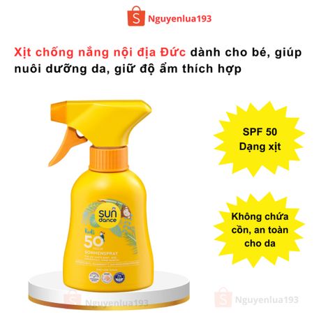 Xịt chống nắng Sundance Kids SPF50, bảo vệ da của bé, chai 200ml