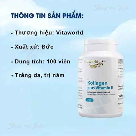 Kollagen plus VITAMIN E giúp trắng da, giảm lão hóa da sớm.