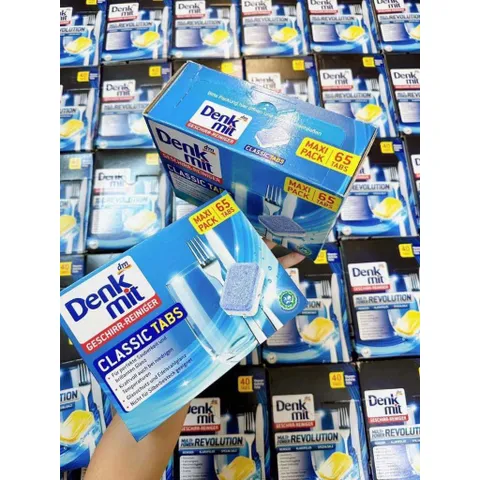 Viên rửa bát Denkmit làm sạch, sáng bóng khử khuẩn bát đĩa, hộp 65 viên mẫu mới về