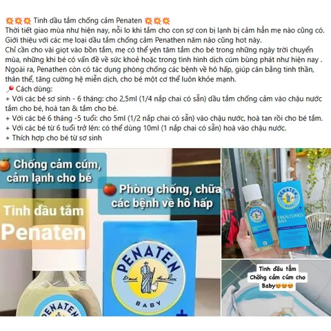 Tinh dầu tắm penaten dùng cho bé từ sơ sinh, hàng Đức