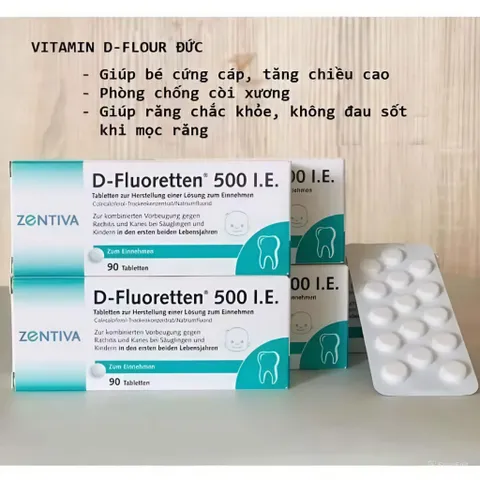 Vitamin D3 kết hợp với Fluor giúp tăng cường hấp thụ canxi cho bé, hộp 90 viên