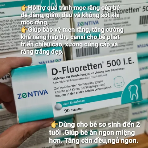Vitamin D3 kết hợp với Fluor giúp tăng cường hấp thụ canxi cho bé, hộp 90 viên