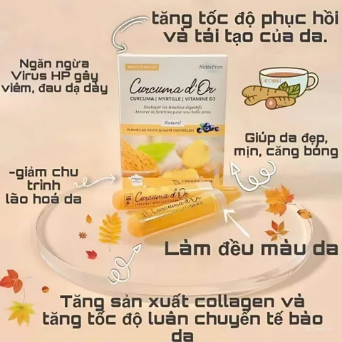 Tinh chất nghệ NANO NATINFRAN giảm rối loạn tiêu hoá, chống ợ hơi đầy bụng, hộp 10 ống dạng nước