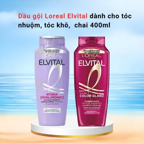 Dầu gội Loreal elvital cung cấp độ ẩm cho tóc, tóc nhuộm, chai 400ml