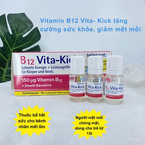 Vitamin B12 vita kick tăng cường sức khỏe, hộp 18 ống