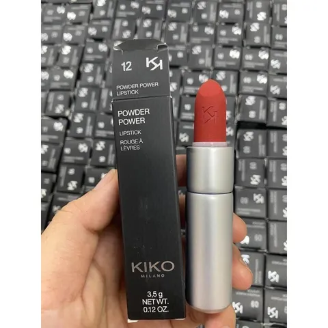 Son lì số 12 KIKO 𝙋𝙤𝙬𝙙𝙚𝙧 𝙋𝙤𝙬𝙚𝙧 mềm mịn phủ nhung, không gây khô môi, chất mịn, màu đỏ gạch