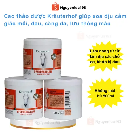 Cao thảo dược Kräuterhof làm nóng hỗ trợ mỏi, căng da, hũ 500ml