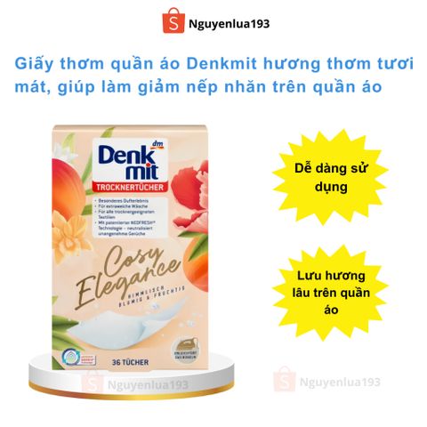 Giấy thơm quần áo Denkmit hương thơm tươi mát, giúp làm giảm nếp nhăn trên quần áo