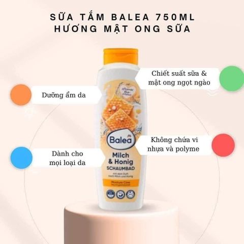 Sữa tắm mật ong balea, dưỡng ẩm, làm dịu da, mùi thơm ngọt, chai lớn 750ml
